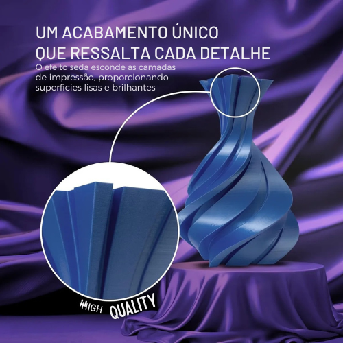 Filamento PLA Silk Winkle Azul Aço - Imagem 5