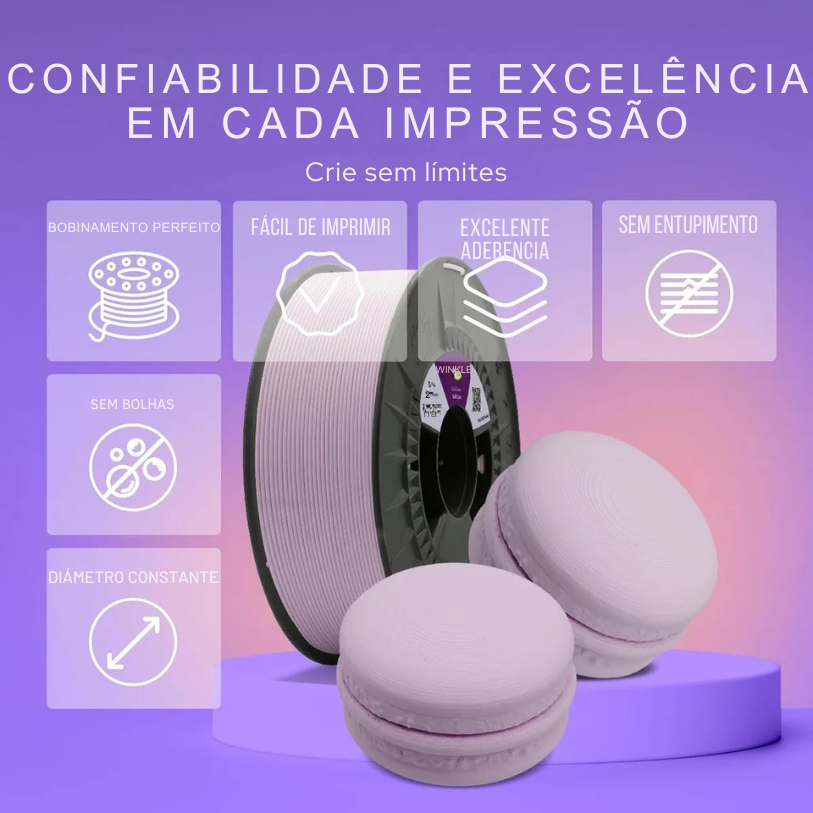 Filamento PLA Pastel Winkle Lilás Suave - Imagem 3