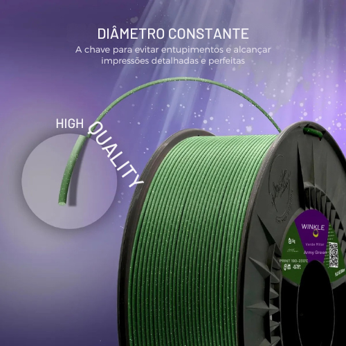 Filamento PLA Glitter Winkle Verde Militar - Imagem 4