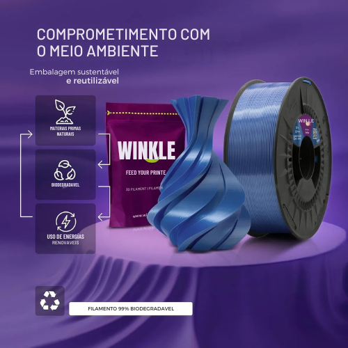 Filamento PLA Silk Winkle Azul Aço - Imagem 2