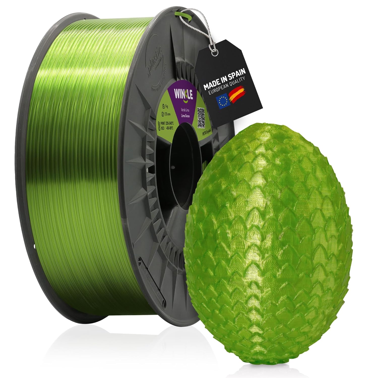 Filamento PETG Translúcido Winkle Verde Lima